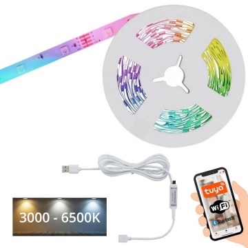 Brilo - LED RGBW prigušivačka trake MUSIC 6,6m LED/7,5W/USB Wi-Fi Tuya