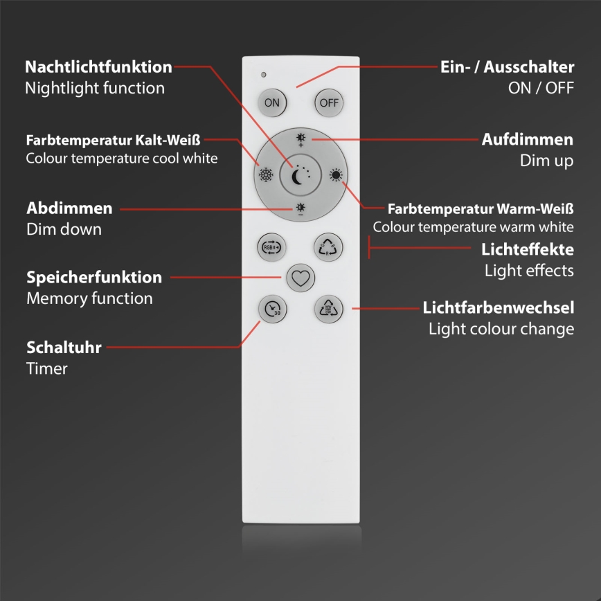 Brilo - LED RGBW stolna lampa s prigušivanjem LED/9W/230V 3000-6500K Wi-Fi Tuya + daljinski upravljač
