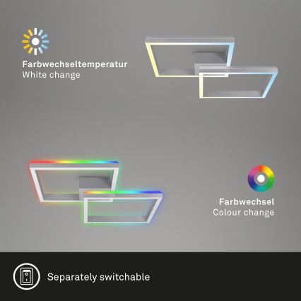 Brilo - LED RGBW stropna lampa FRAME s prigušivanjem 2xLED/17W/230V 2700-6500K + daljinski upravljač