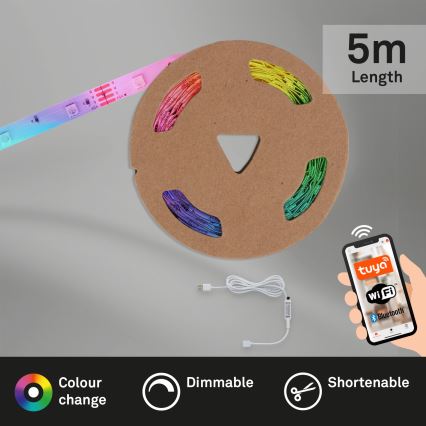 Brilo - LED RGBW prigušivačka trake MUSIC 6,6m LED/7,5W/USB Wi-Fi Tuya