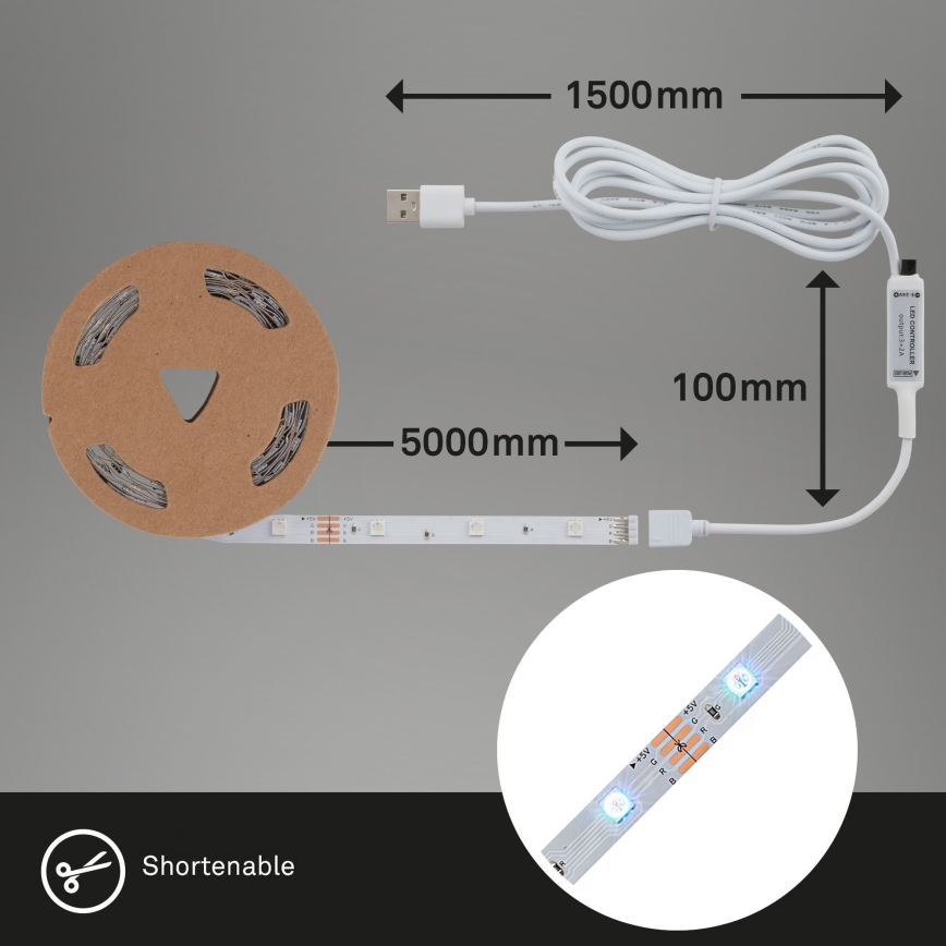 Brilo - LED RGBW prigušivačka trake MUSIC 6,6m LED/7,5W/USB Wi-Fi Tuya