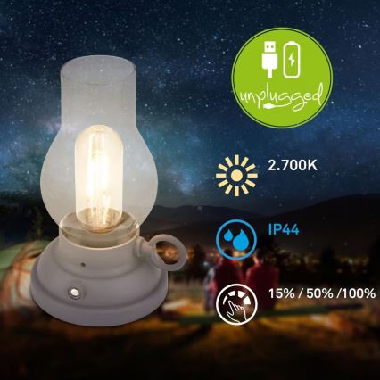 Brilo - LED s možností prigušivanja vanjska punjiva stolna lampa KANEA LED/1,5W/5V IP44 1200 mAh antracit