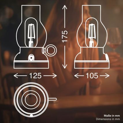 Brilo - LED s možností prigušivanja vanjska punjiva stolna lampa KANEA LED/1,5W/5V IP44 1200 mAh antracit