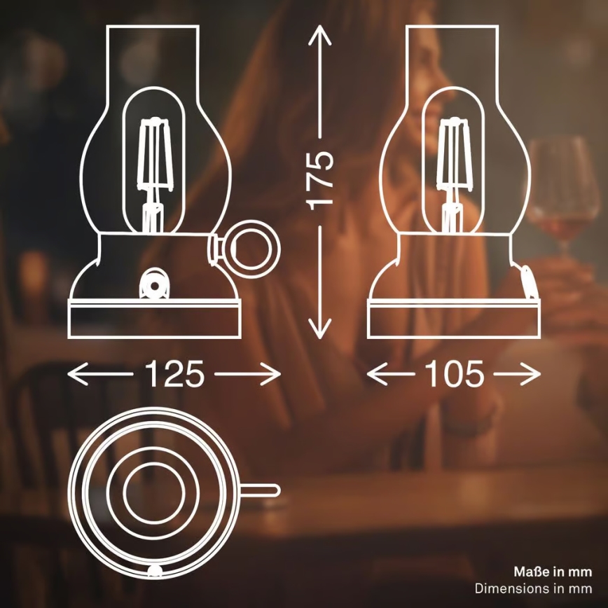 Brilo - LED s možností prigušivanja vanjska punjiva stolna lampa KANEA LED/1,5W/5V IP44 1200 mAh antracit