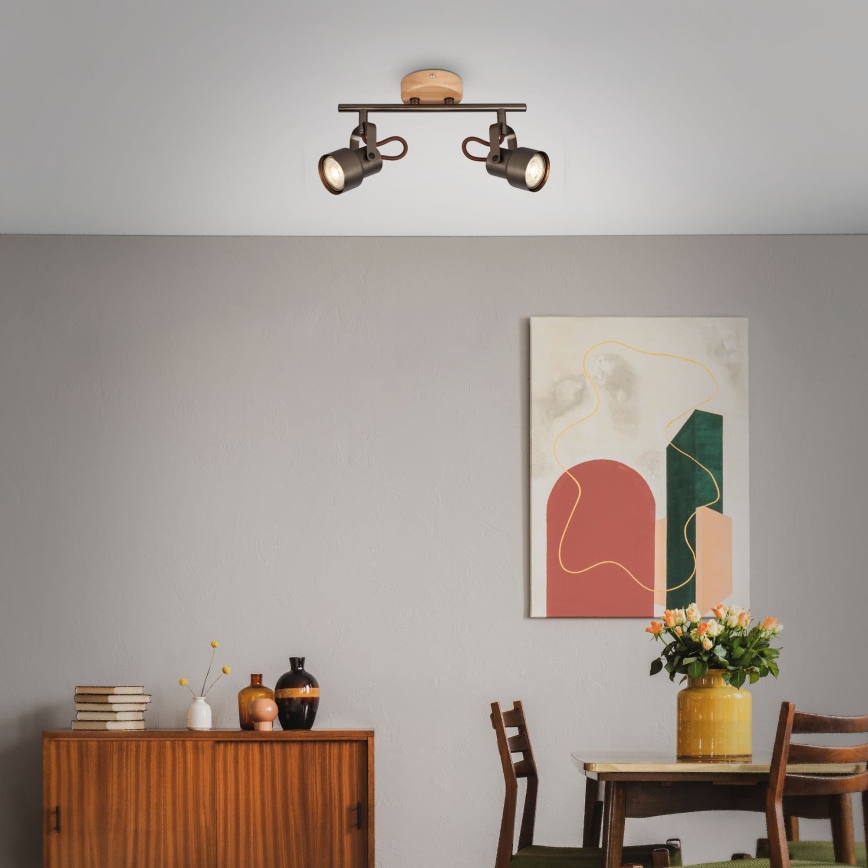 Brilo - LED spot svjetiljka TAHUN 2xGU10/5W/230V smeđa