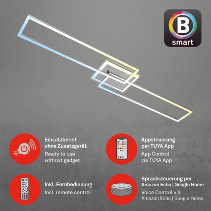 Brilo - LED stropna lampa s prigušivanjem FRAME 2xLED/20W/230V 2700-6500K Wi-Fi Tuya + daljinski upravljač