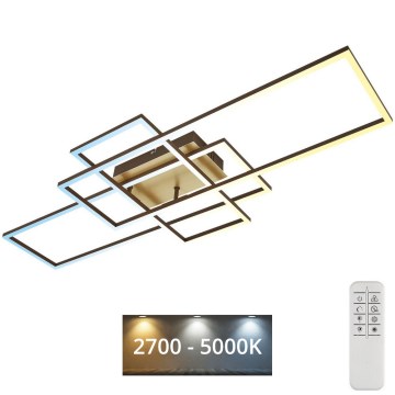 Brilo - LED stropna lampa s prigušivanjem FRAME LED/51W/230V 2700-5000K smeđa/zlatna + daljinski upravljač