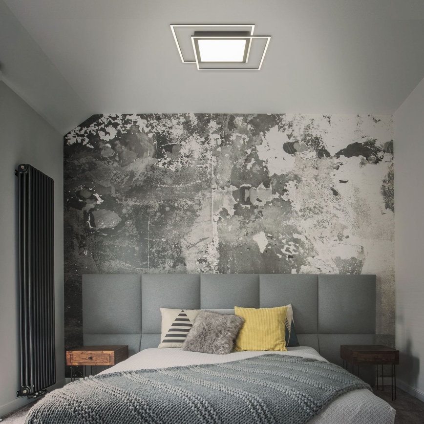 Brilo - LED stropna svjetiljka 2xLED/16W/230V + LED/19W 51,5x51,5 cm crna
