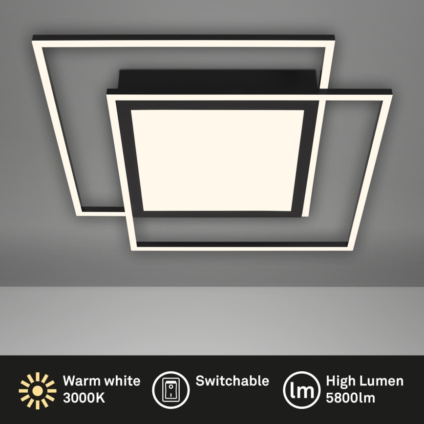 Brilo - LED stropna svjetiljka 2xLED/16W/230V + LED/19W 51,5x51,5 cm crna