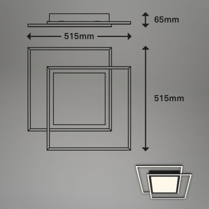 Brilo - LED stropna svjetiljka 2xLED/16W/230V + LED/19W 51,5x51,5 cm crna