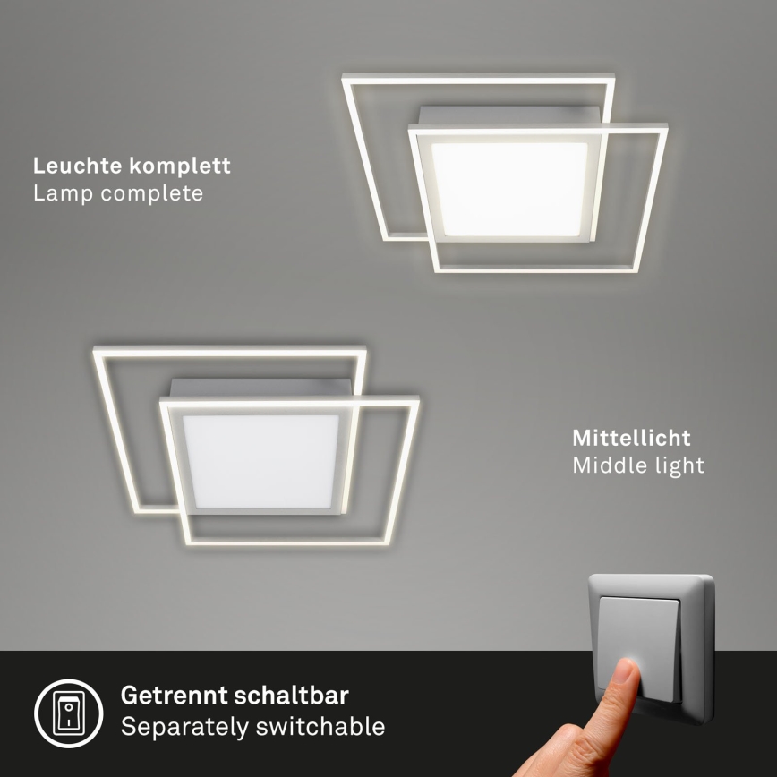 Brilo - LED stropna svjetiljka 2xLED/16W/230V + LED/19W 51,5x51,5 cm matni krom