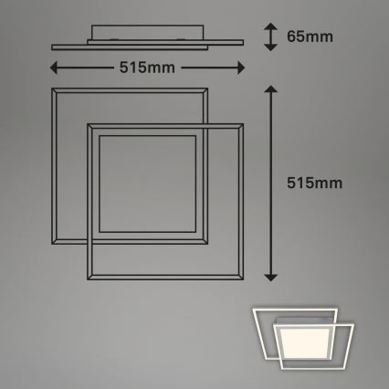 Brilo - LED stropna svjetiljka 2xLED/16W/230V + LED/19W 51,5x51,5 cm matni krom