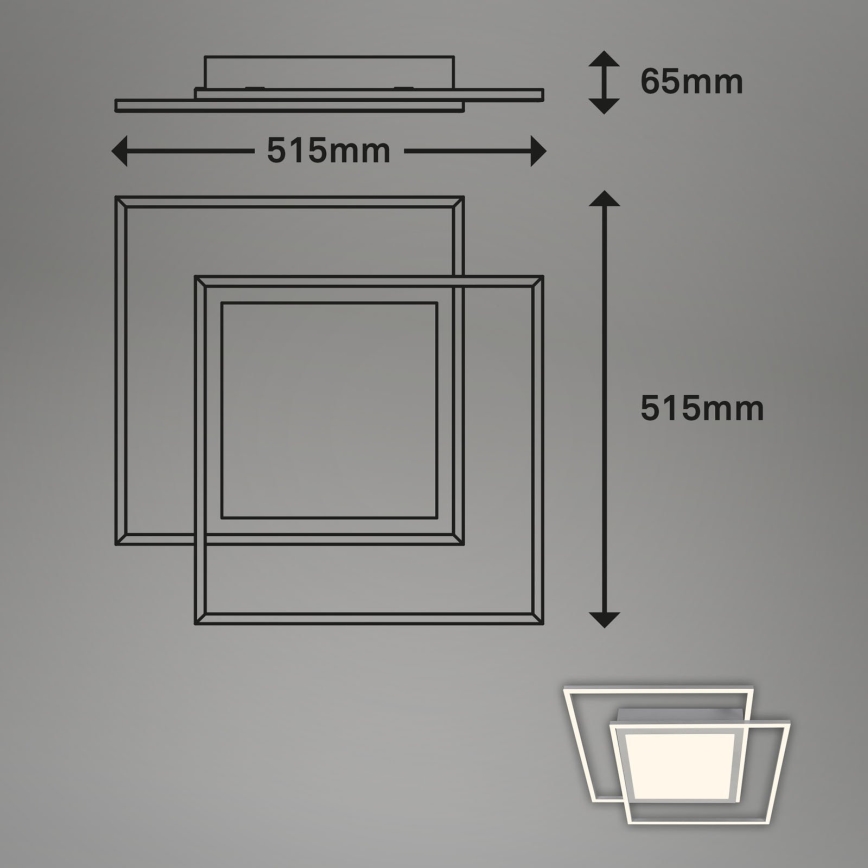 Brilo - LED stropna svjetiljka 2xLED/16W/230V + LED/19W 51,5x51,5 cm matni krom