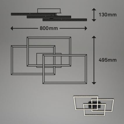 Brilo - LED stropna svjetiljka s prigušivanjem FRAME LED/57W/230V 3000K crna