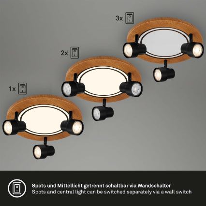 Brilo - LED Stropna svjetiljka LED/12W/230V + 3xGU10/9W 3000K