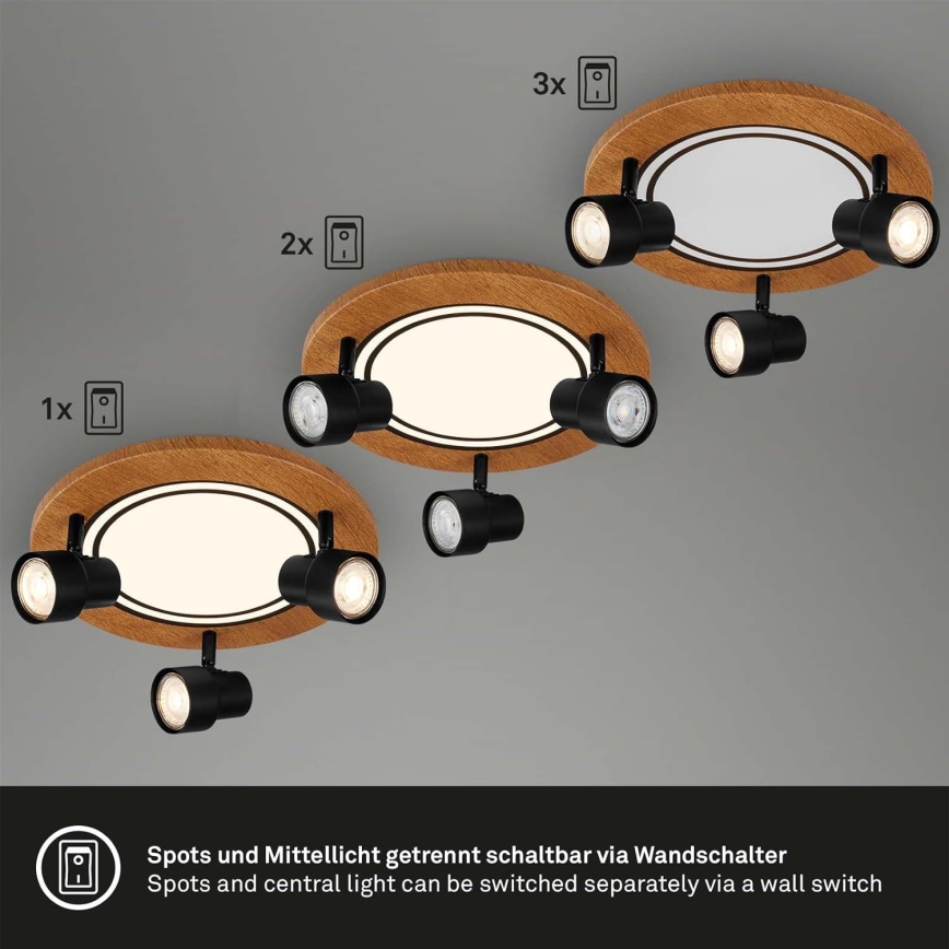Brilo - LED Stropna svjetiljka LED/12W/230V + 3xGU10/9W 3000K