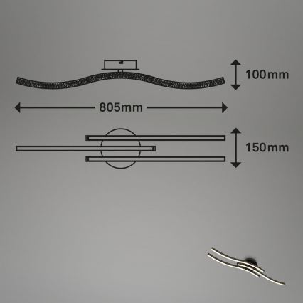 Brilo - LED Stropna svjetiljka LED/19W/230V 3000K crna