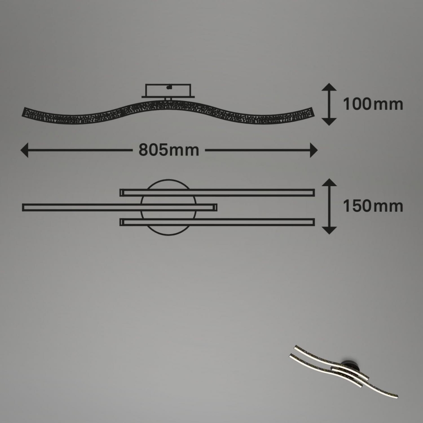 Brilo - LED Stropna svjetiljka LED/19W/230V 3000K crna