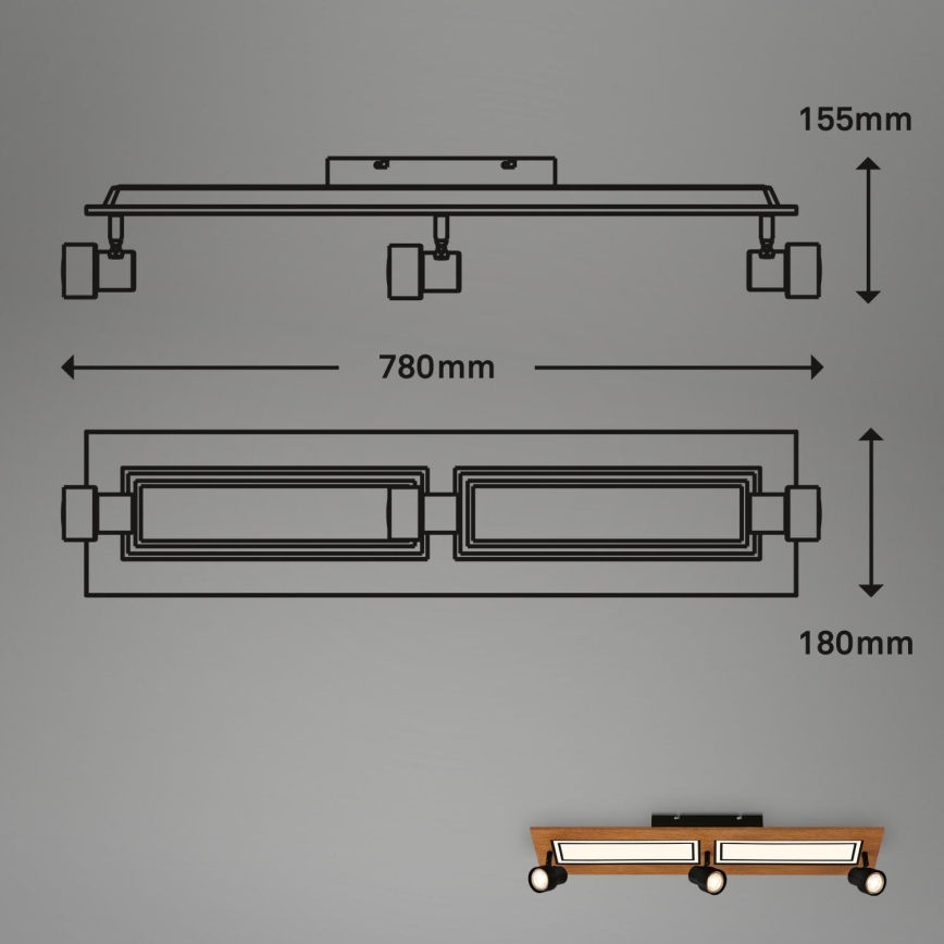 Brilo - LED Stropna svjetiljka LED/24W/230V + 3xGU10/9W 3000K