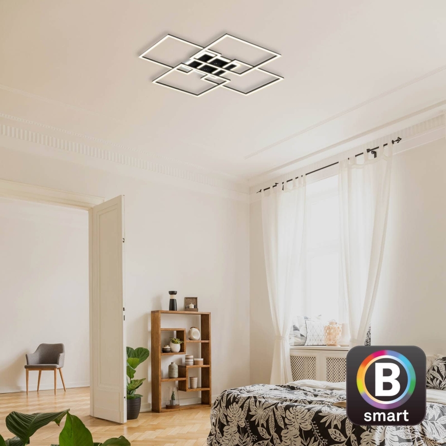 Brilo - LED stropna svjetiljka s mogućnošću prigušivanja FRAME LED/50W/230V 2700-6500K 72,4x72,4cm crna Wi-Fi Tuya + daljinski upravljač