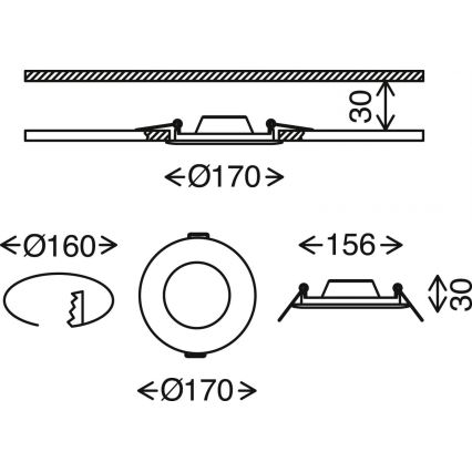 Brilo - LED prigušivo za kupaonski spušteni strop FLAT LED/12W/230V IP44