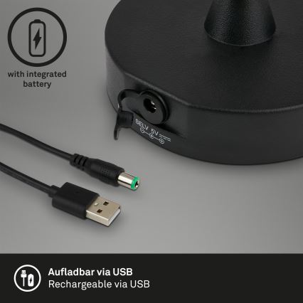 Brilo - LED vanjska punjiva lampa s prigušivanjem LED/3W/5V IP44 2000 mAh