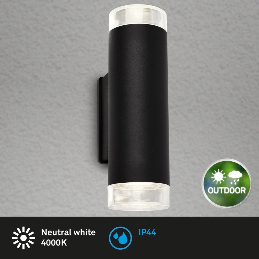 Brilo - LED Vanjska zidna svjetiljka 2xGU10/4,7W/230V IP44 4000K crna