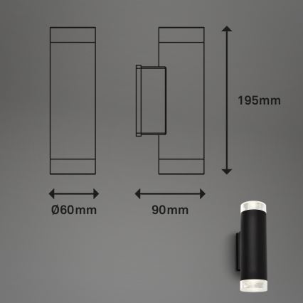 Brilo - LED Vanjska zidna svjetiljka 2xGU10/4,7W/230V IP44 4000K crna