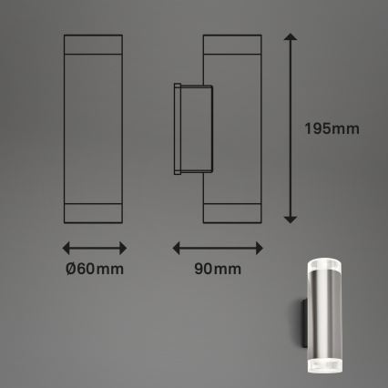 Brilo - LED Vanjska zidna svjetiljka 2xGU10/4,7W/230V IP44 4000K mat krom