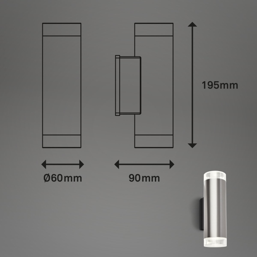 Brilo - LED Vanjska zidna svjetiljka 2xGU10/4,7W/230V IP44 4000K mat krom