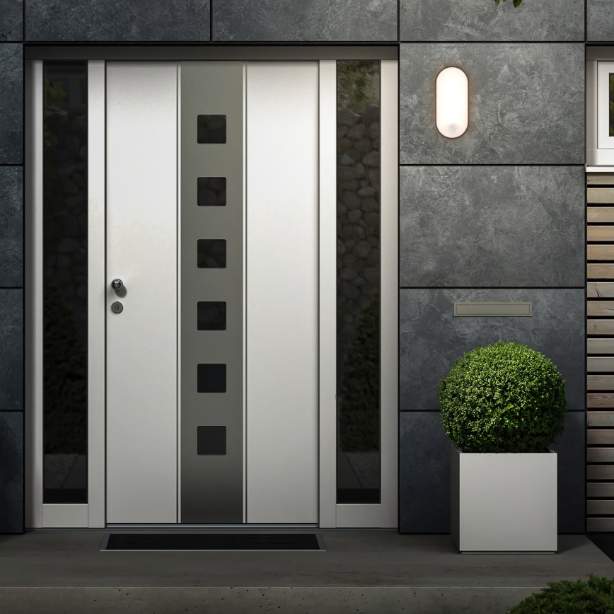 Brilo - LED vanjsko zidno svjetlo s senzorom pokreta i sumraka RUCH LED/12W/230V IP65 crna