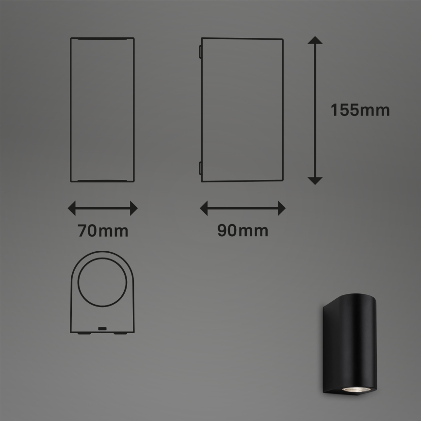 Brilo - LED Vanjska zidna svjetiljka UP&DOWN 2xGU10/4,7W/230V IP44