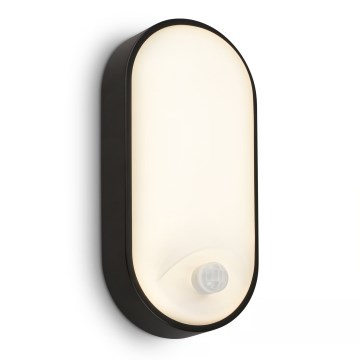 Brilo - LED vanjsko zidno svjetlo s senzorom pokreta i sumraka RUCH LED/12W/230V IP65 crna