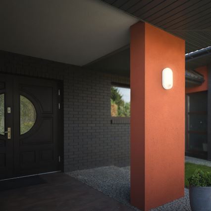 Brilo - LED vanjsko zidno svjetlo sa senzorom pokreta i sumraka RUCH LED/12W/230V IP65 bijela