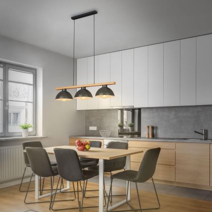 Brilo - Luster na sajli 3xE27/40W/230V kaučukovac