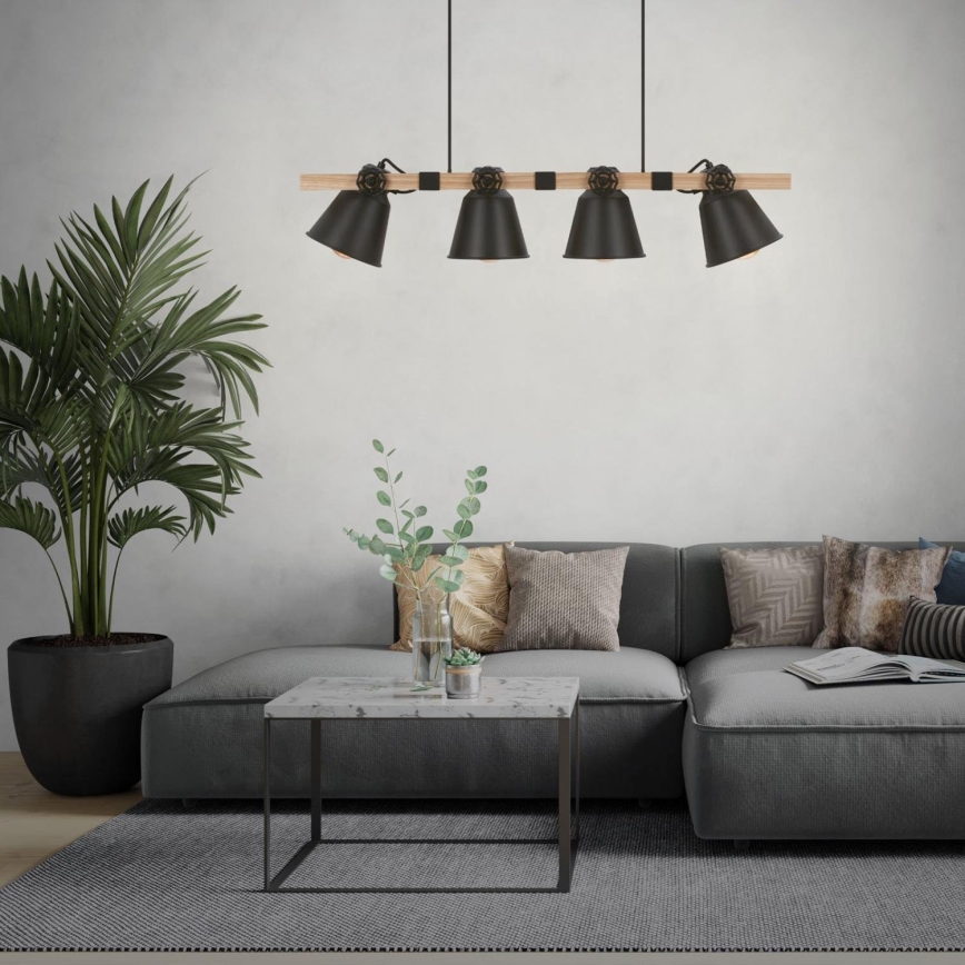 Brilo - Luster na sajli TALLE 4xE27/40W/230V kaučukovac