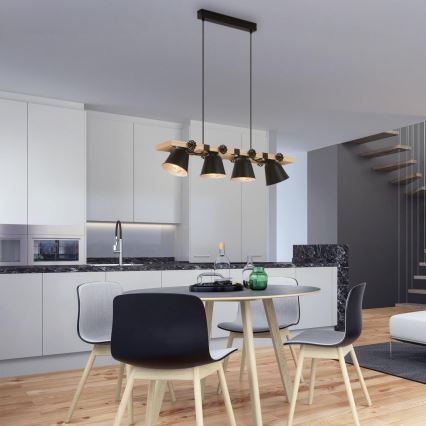 Brilo - Luster na sajli TALLE 4xE27/40W/230V kaučukovac