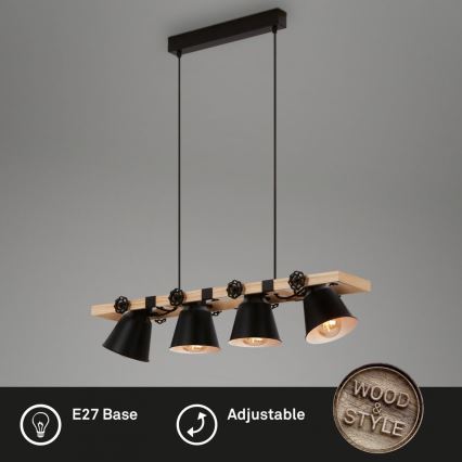 Brilo - Luster na sajli TALLE 4xE27/40W/230V kaučukovac