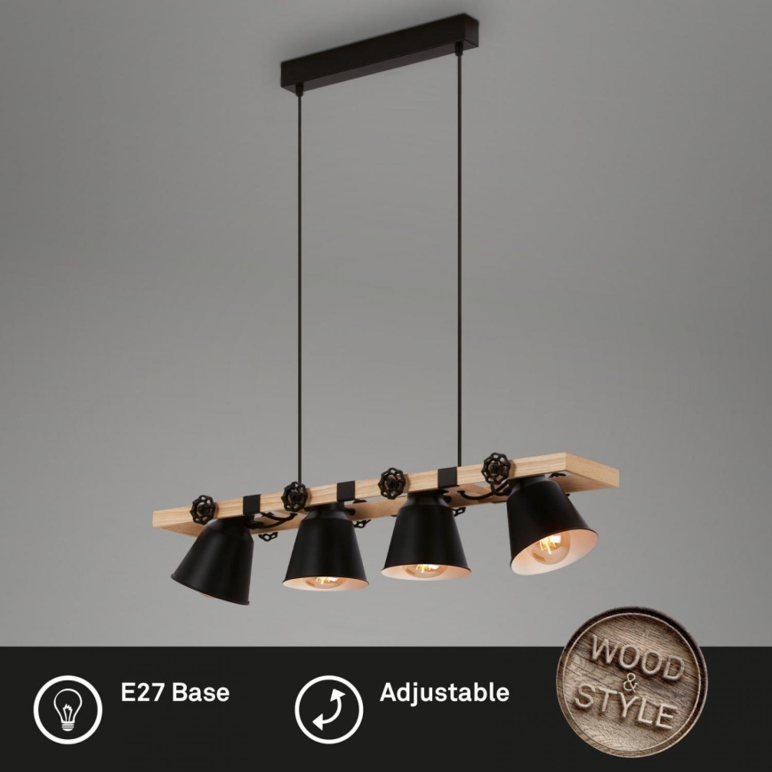 Brilo - Luster na sajli TALLE 4xE27/40W/230V kaučukovac