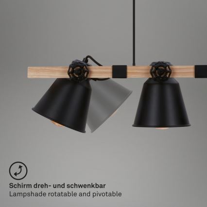 Brilo - Luster na sajli TALLE 4xE27/40W/230V kaučukovac