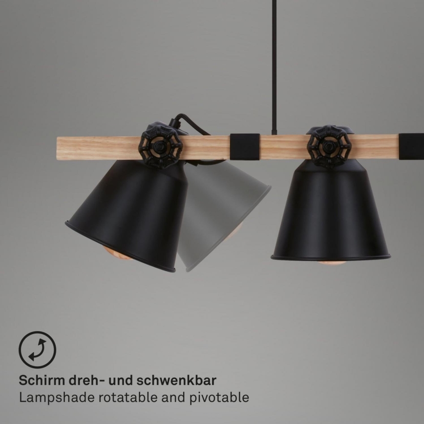 Brilo - Luster na sajli TALLE 4xE27/40W/230V kaučukovac