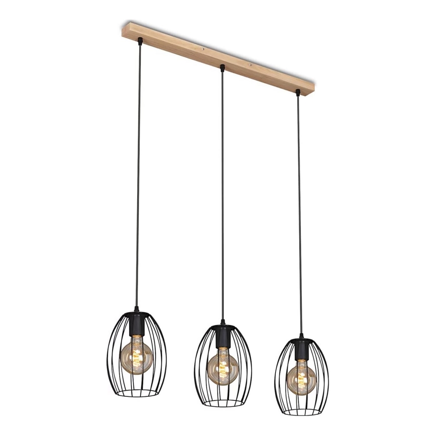 Brilo - Luster na sajli WAKTU 3xE27/60W/230V kaučukovac