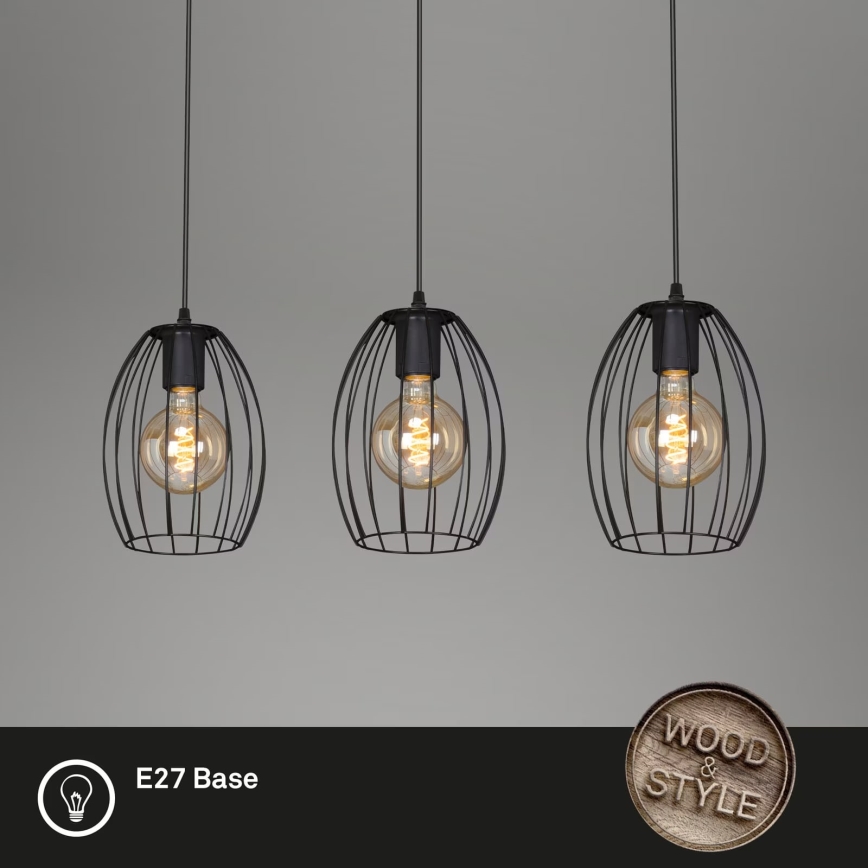 Brilo - Luster na sajli WAKTU 3xE27/60W/230V kaučukovac