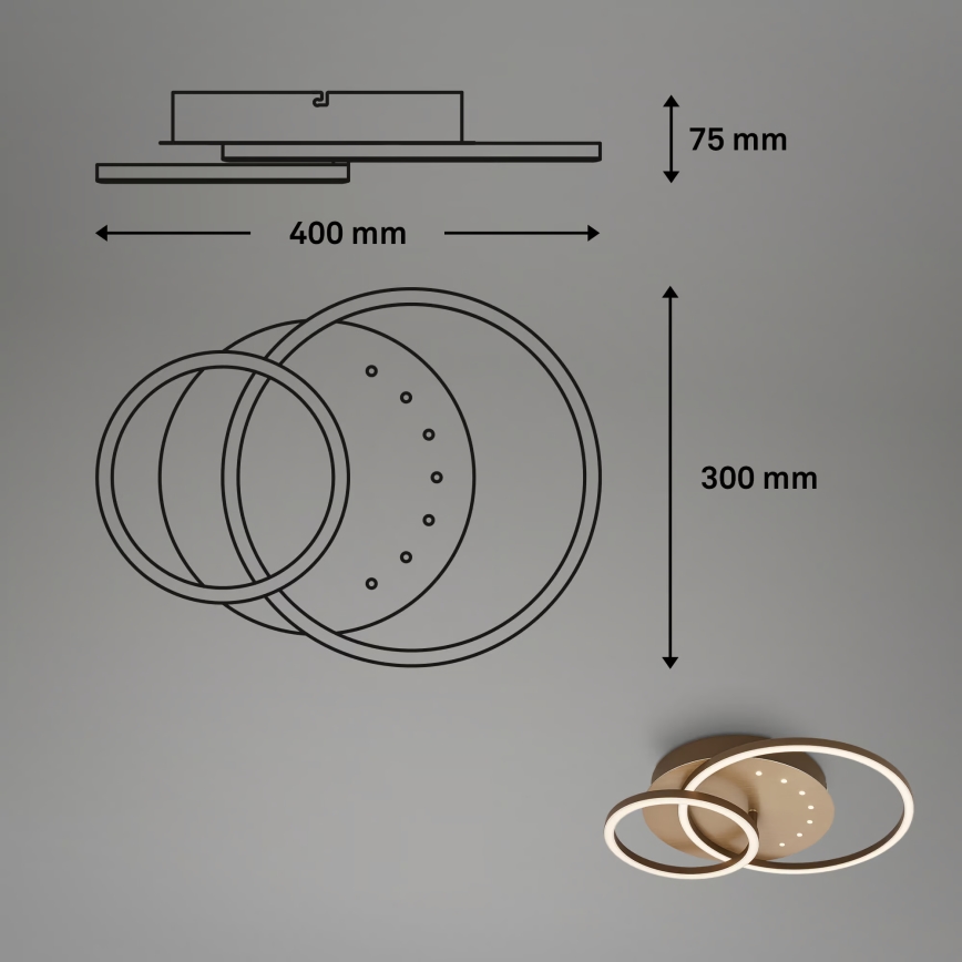 Brilo - prigušivo stropno LED svjetlo LED/26W/230V 3000K smeđe