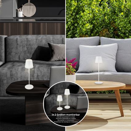 Brilo - LED prigušiva punjiva dodirna vanjska stolna svjetiljka KIKI LED/2,6W/5V IP44 2600 mAh bijela