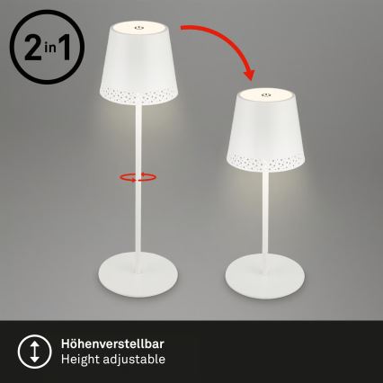 Brilo - LED prigušiva punjiva dodirna vanjska stolna svjetiljka KIKI LED/2,6W/5V IP44 2600 mAh bijela