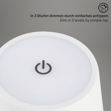Brilo - LED prigušiva punjiva dodirna vanjska stolna svjetiljka KIKI LED/2,6W/5V IP44 2600 mAh bijela