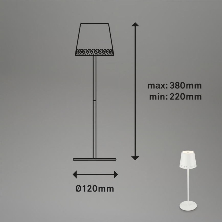 Brilo - LED prigušiva punjiva dodirna vanjska stolna svjetiljka KIKI LED/2,6W/5V IP44 2600 mAh bijela