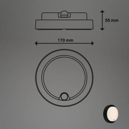 Brilo - LED punjivo vanjsko zidno svjetlo sa senzorom LED/4W/5V 4400 mAh IP44 crno