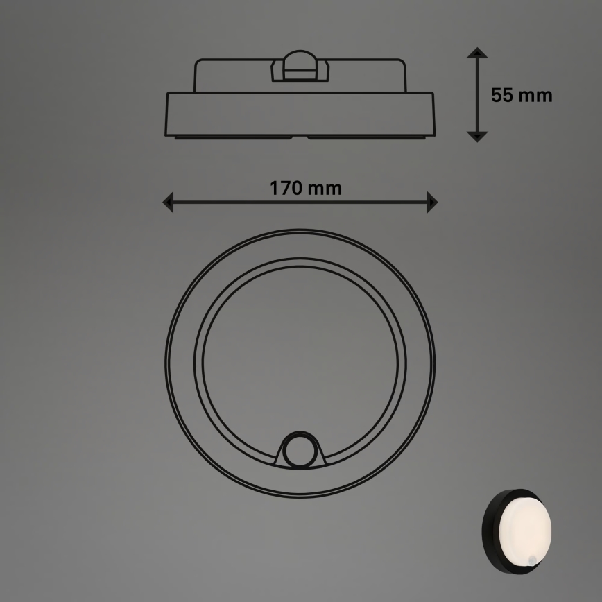 Brilo - LED punjivo vanjsko zidno svjetlo sa senzorom LED/4W/5V 4400 mAh IP44 crno